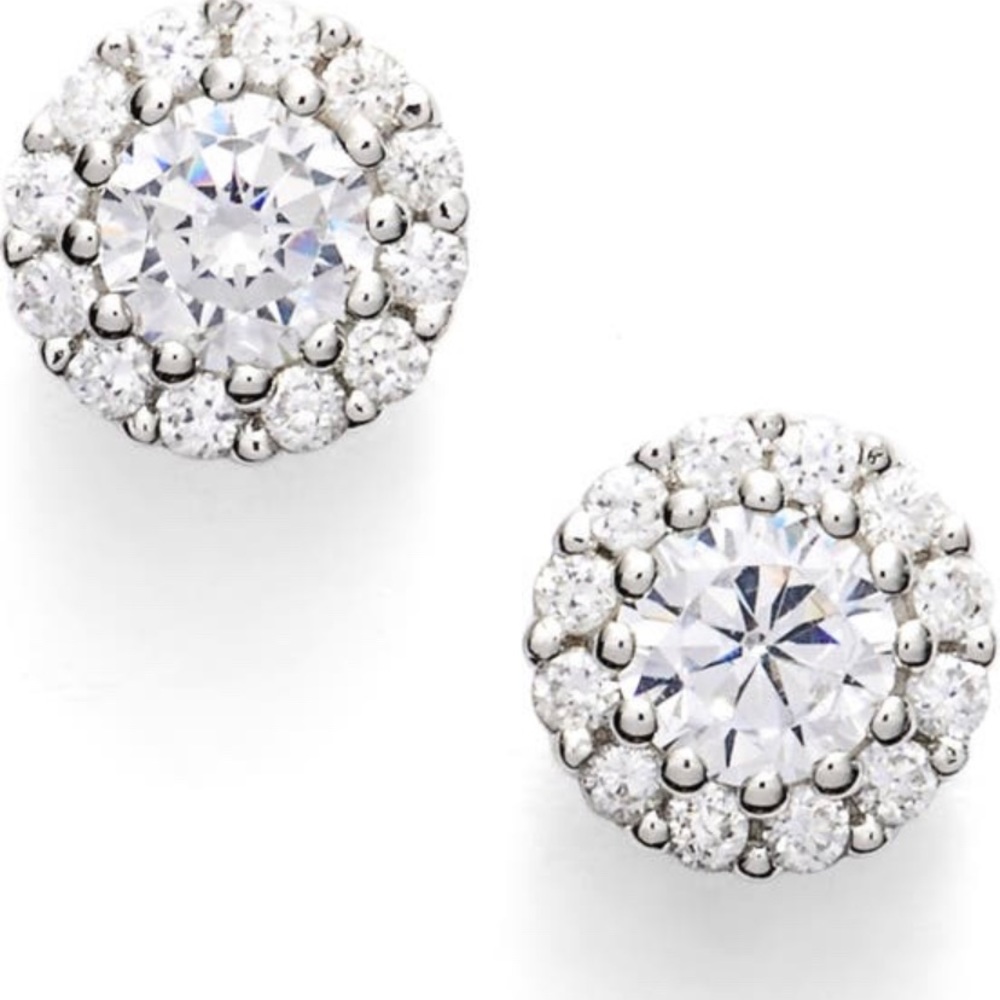 Precious Metal Plated Cubic Zirconia Stud Earrings